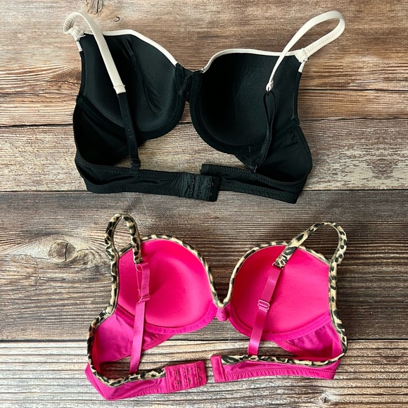 Two 36B Bra Set — Pink / Cheetah Trimmed & Black /Tan Izod - Picture 2 of 4